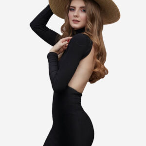 Elegant Black Backless Bodycon Dress – Full Sleeve